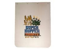 MUD FLAP 24" X 30" WHITE PLASTIC W/ SUPER HOPPER LOGO